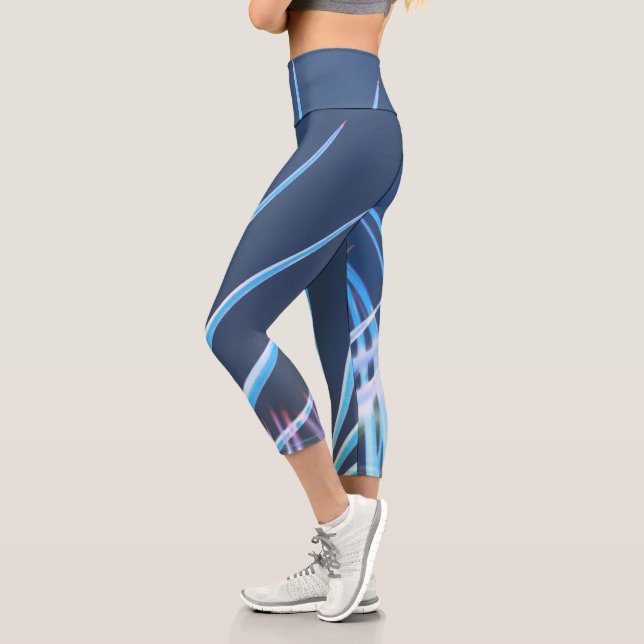 Palm Tree Leaves Minimalism Sketch Capri Leggings (Left)