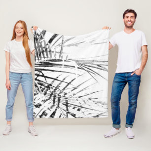 Palm Tree Leaves Minimalism Sketch Fleece Blanket