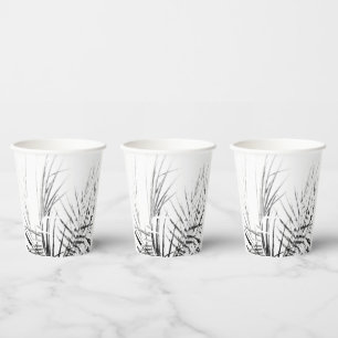 Palm Tree Leaves Minimalism Sketch Paper Cups