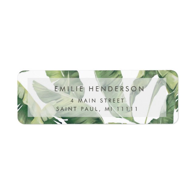 Palm Tree Leaves Modern Return Address Label (Front)