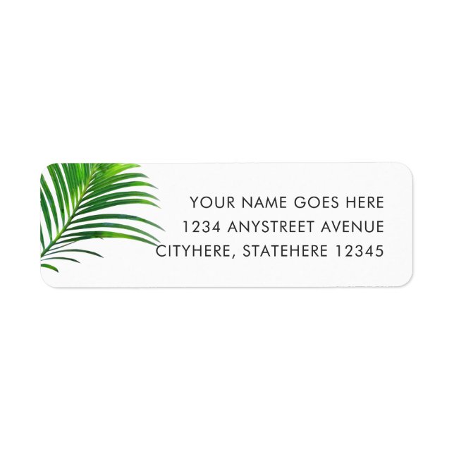 Palm Tree Leaves Modern Return Address Label (Front)