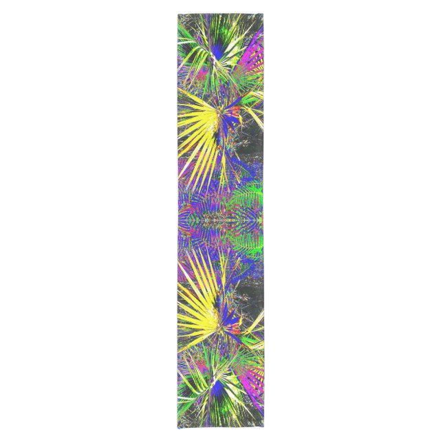 Palm tree leaves pattern colourful design short table runner (Front)