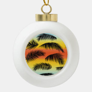 Palm tree leaves: seamless pattern. ceramic ball christmas ornament