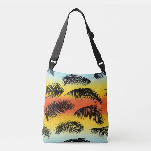 Palm tree leaves: seamless pattern. crossbody bag (Front)