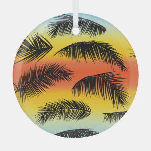 Palm tree leaves: seamless pattern. glass tree decoration