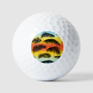 Palm tree leaves: seamless pattern. golf balls