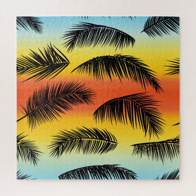 Palm tree leaves: seamless pattern. jigsaw puzzle (Vertical)