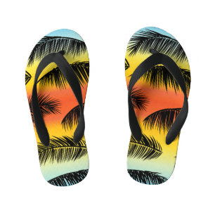 Palm tree leaves: seamless pattern. kid's jandals