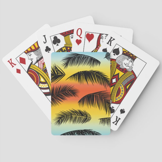 Palm tree leaves: seamless pattern. playing cards (Back)