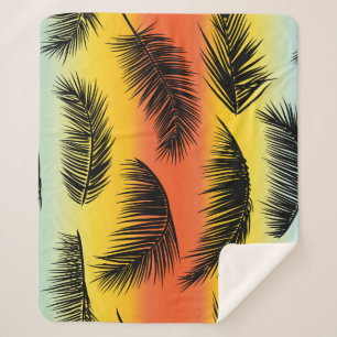 Palm tree leaves: seamless pattern. sherpa blanket