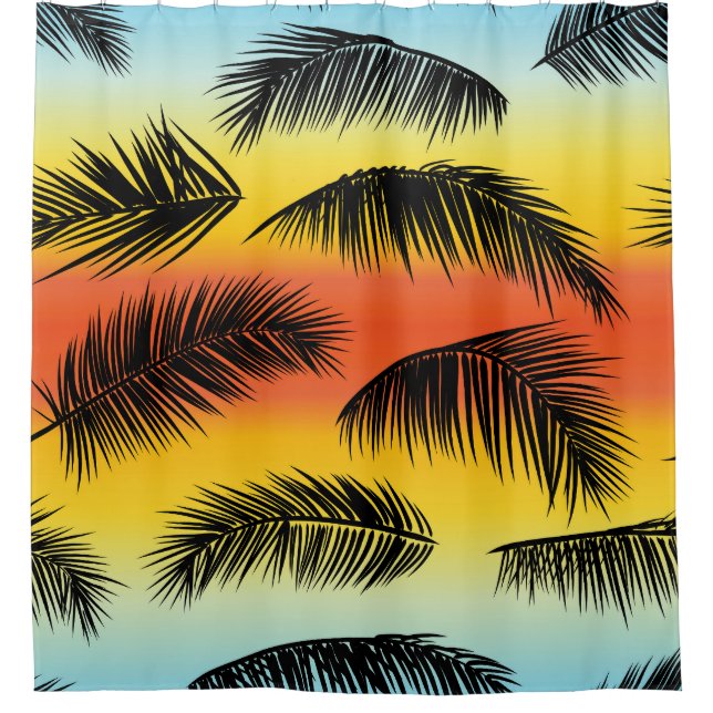 Palm tree leaves: seamless pattern. shower curtain (Front)