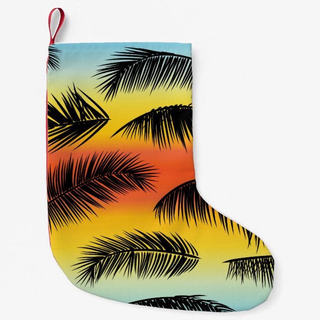 Palm tree leaves: seamless pattern. small christmas stocking (Front)