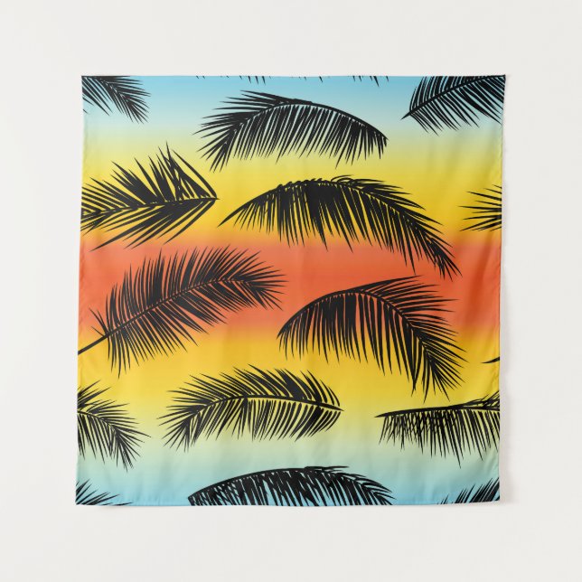 Palm tree leaves: seamless pattern. tapestry (Front)