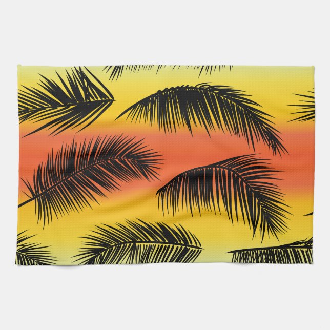 Palm tree leaves: seamless pattern. tea towel (Horizontal)