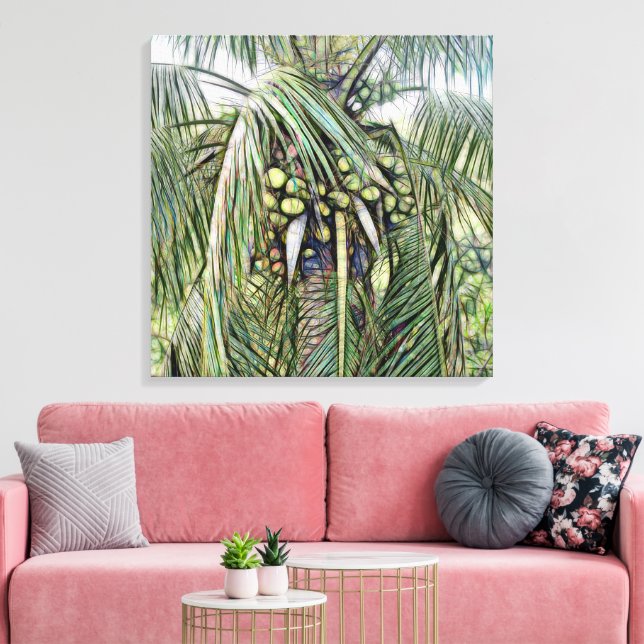 Palm Tree Leaves Tropical Greenery Caribbean  Canvas Print (Insitu(LivingRoom))