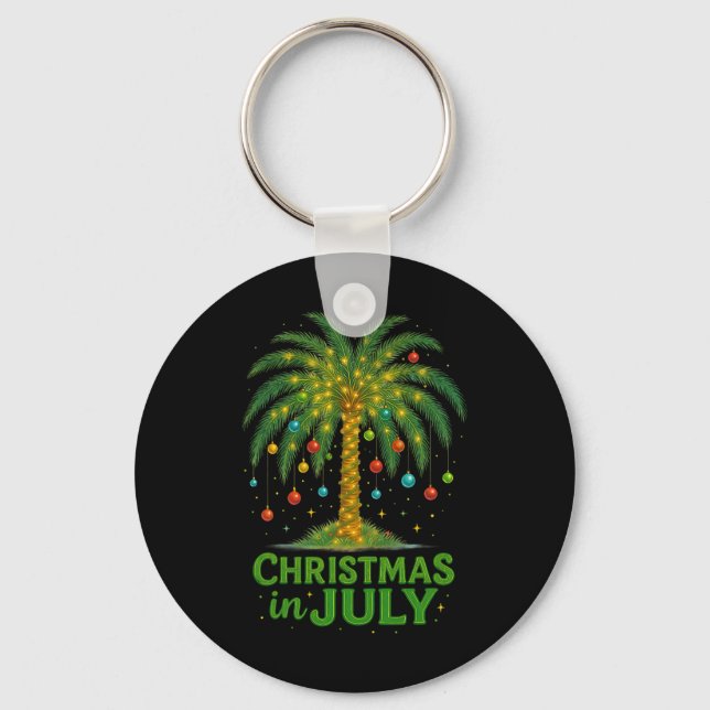 Palm Tree Lights Beach Summer Vacation Christmas I Key Ring (Front)