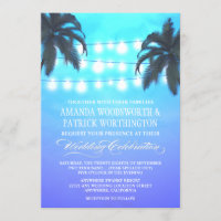 Palm Tree Lights Watercolor Wedding Invitations