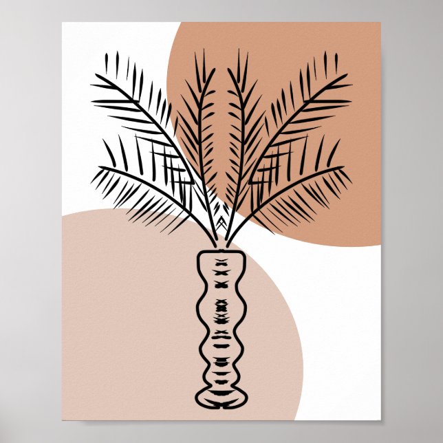 Palm Tree Line Hand Drawn Art Shapes Poster (Front)