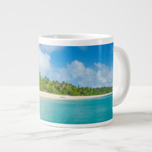 Palm tree lined beach, Tonga Large Coffee Mug