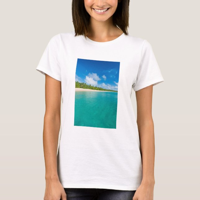Palm tree lined beach, Tonga T-Shirt (Front)