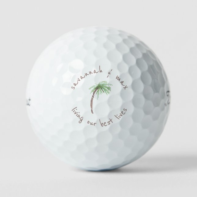 Palm Tree Living our best lives Name Titleist Pro  Golf Balls (Front)