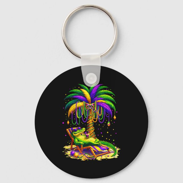Palm Tree Mardi Gras Hawaiian Trocal Louisiana All Key Ring (Front)