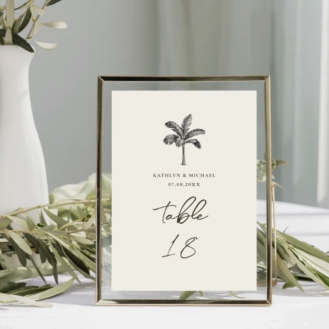 Palm Tree Minimalist Tropical Wedding Table Number (Creator Uploaded)