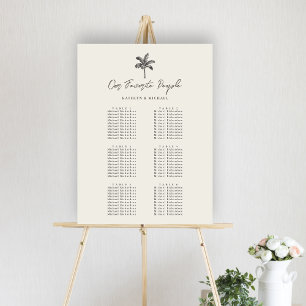 Palm Tree Minimalist Wedding 6 Table Seating Chart