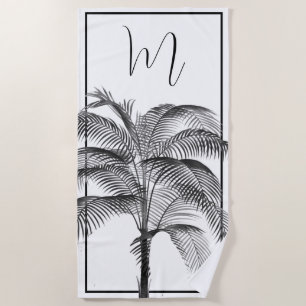 Palm Tree Modern Black Frame Personal Beach Towel