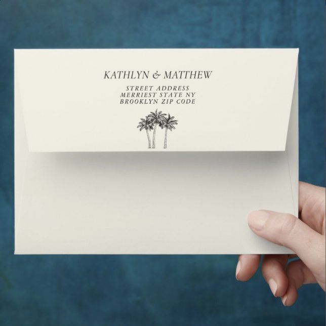 Palm Tree Modern Minimalist Destination Wedding Envelope (Creator Uploaded)