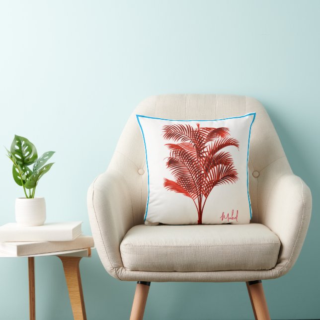 Palm Tree Modern Red Blue Personal Cushion (Chair)