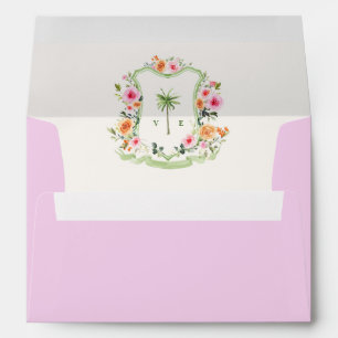 Palm Tree Monogram Tropical Destination Wedding Envelope