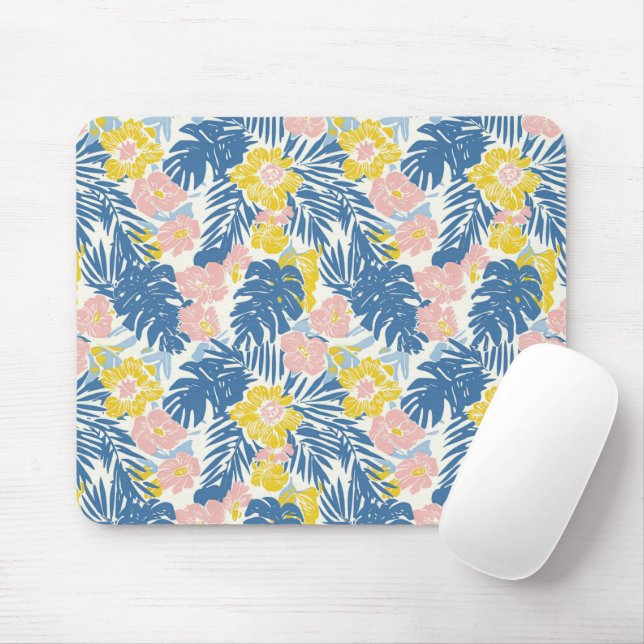 Palm tree monstera leaf floral pattern mouse pad (With Mouse)