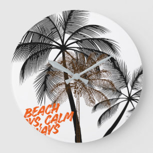 Palm Tree Motivation Art – Fully Customizable Large Clock