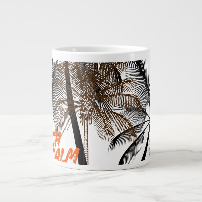 Palm Tree Motivation Art – Fully Customizable Large Coffee Mug (Front)