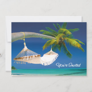 Palm Tree, Ocean & Hammock You're Invited Invitation
