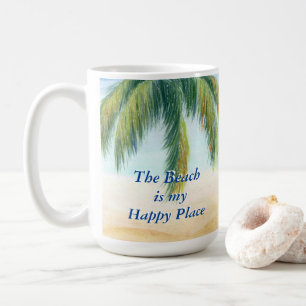Palm tree on a sunny day on the beach coffee mug