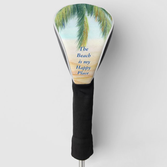 Palm tree on a sunny day on the beach golf head cover (Front)