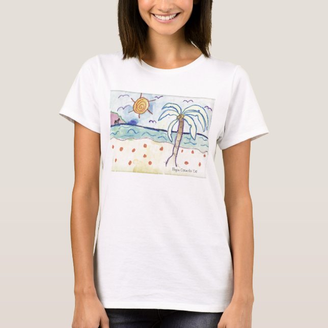 Palm Tree on Beach T-Shirt (Front)