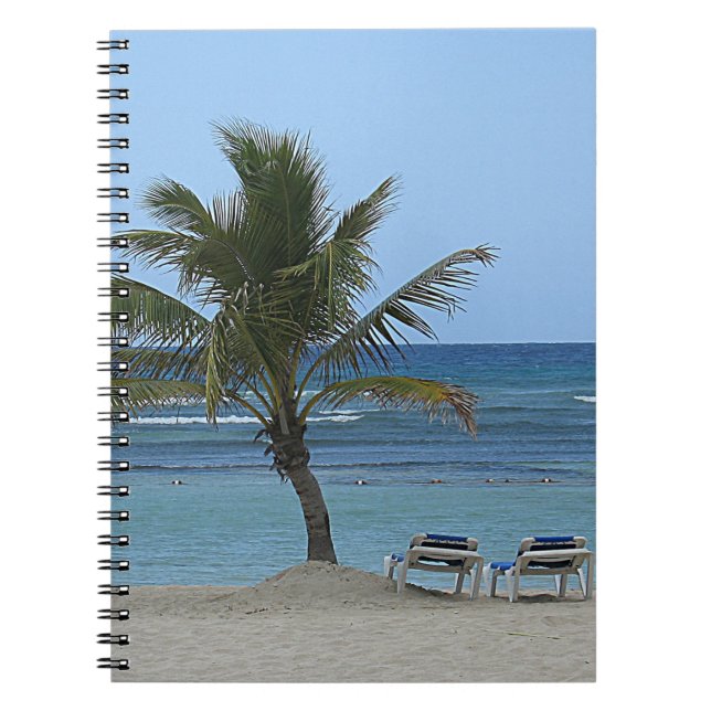 Palm Tree on the Beach Spiral Notebook (Front)
