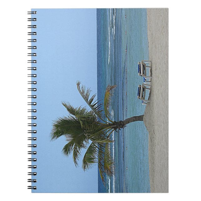 Palm Tree on the Beach Spiral Notebook (Front)