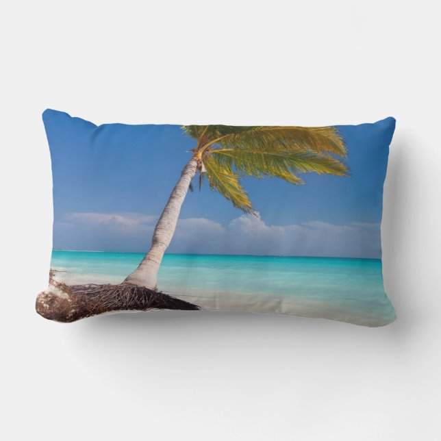 Palm tree on the ocean beach lumbar cushion (Front)