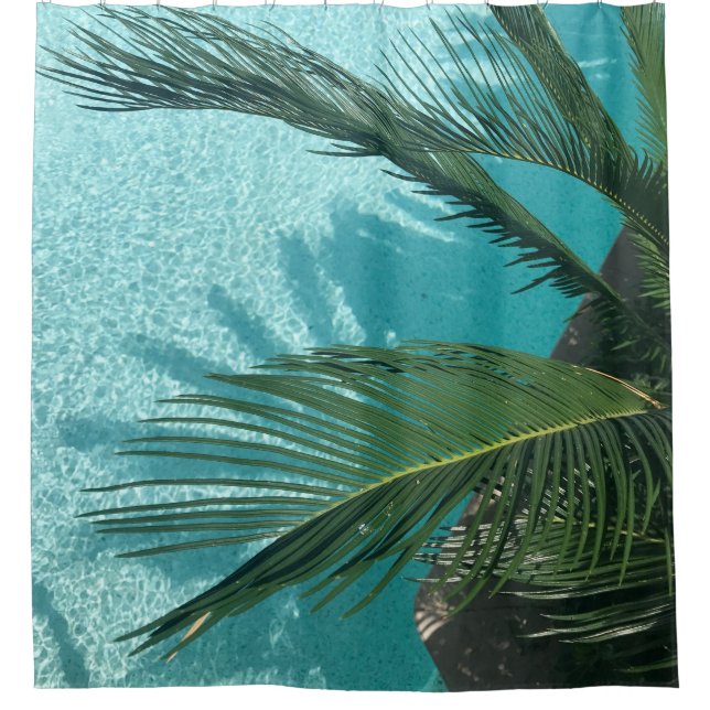 palm tree over the water shower curtain (Front)