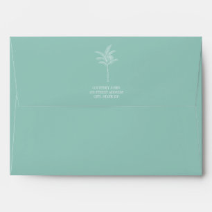 Palm Tree Pattern Aqua Wedding Envelope