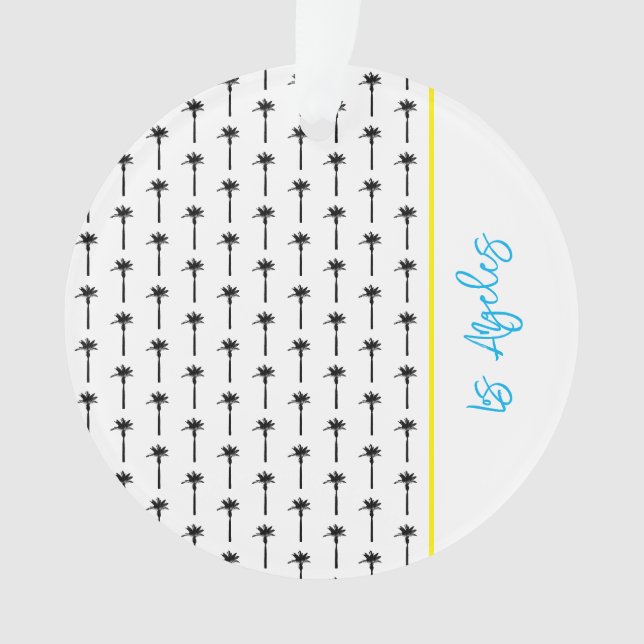 Palm Tree Pattern LOCATION Travel Beach Fun Ornament (Front)
