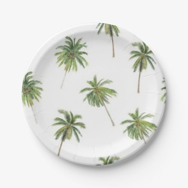 Palm tree pattern paper plate (Front)