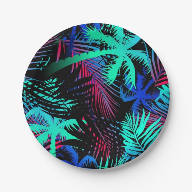 Palm tree pattern paper plate (Front)
