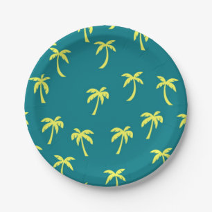 Palm tree pattern paper plate