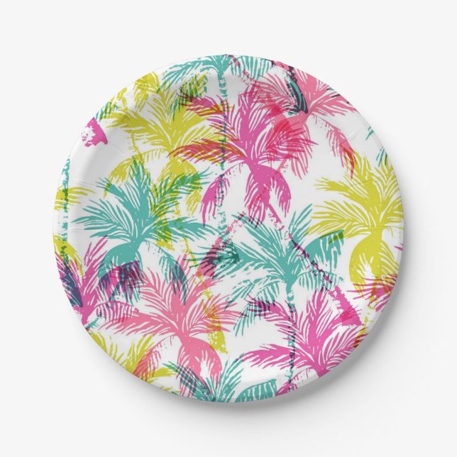Palm tree pattern paper plate (Front)