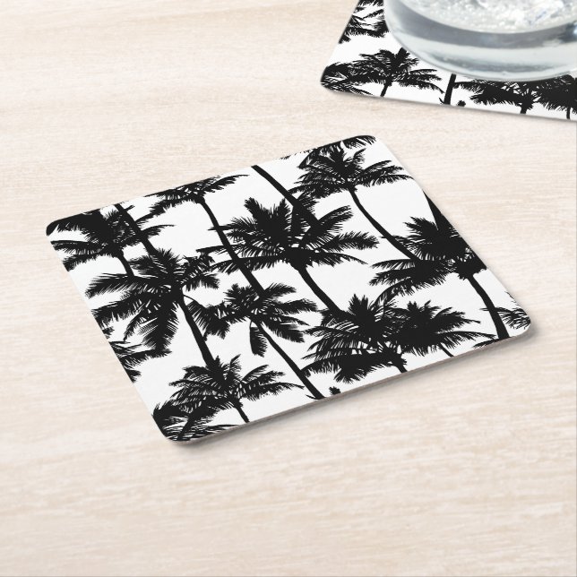 Palm Tree Pattern Square Paper Coaster (Angled)